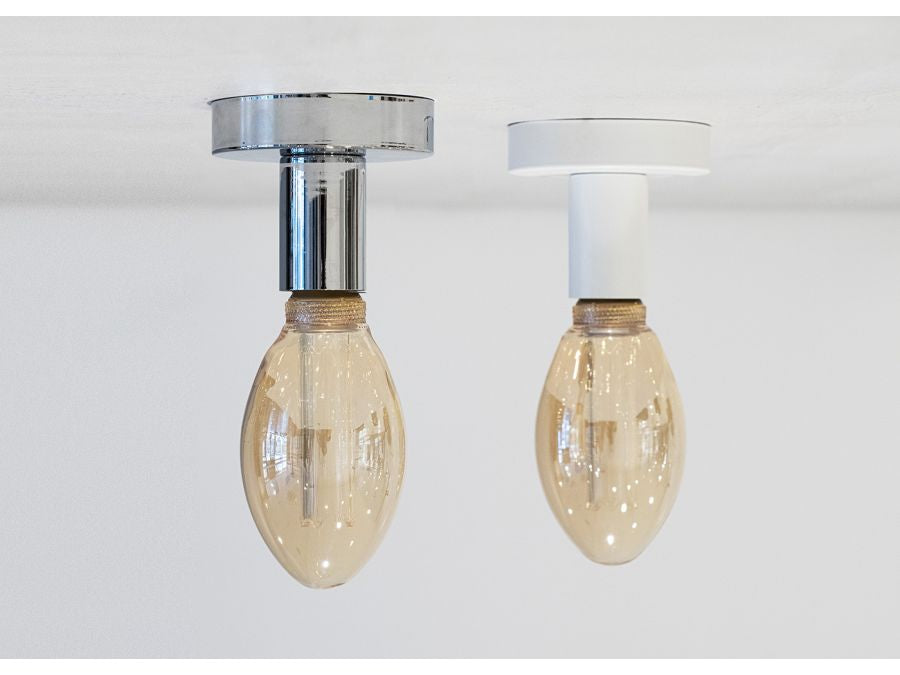 Loft/Væg fatning - E27, Metal, Hvid