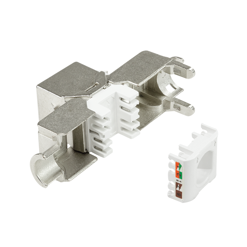 Keystone RJ45 fatning 180° - CAT6a skærmet (Toolless) - slim