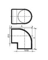Rund vinklet stykke - 90°, Ø125mm