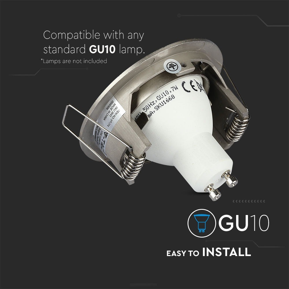 GU10 LED-pære rund - satin nikkelfinish