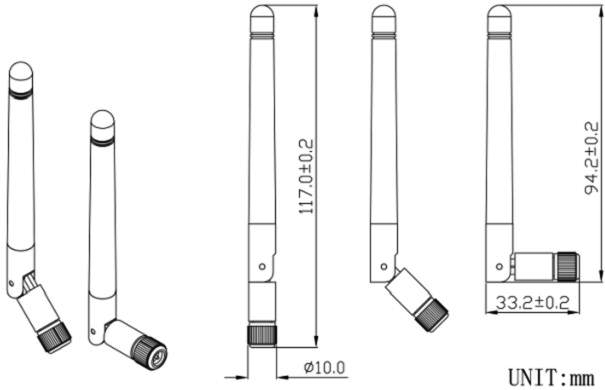 RF antenne - 433Mhz, 2dBi, SMA, twist-on, vippebar