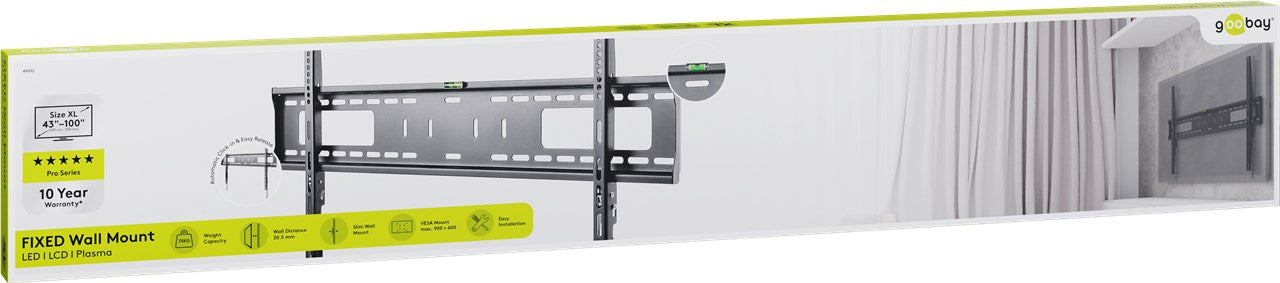 TV vægbeslag - 43-100" fast 75kg Vægafstand 30,5mm