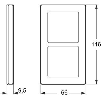 LK Fuga ramme PURE 66 glas 2x1m - hvid