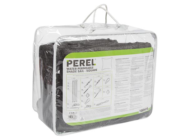 Kvadratisk solsejl - 5 x 5m vandgennemtrængelig, KOKSGRÅ