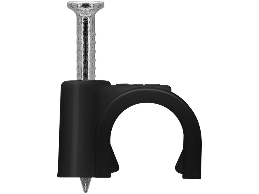 Kabelsøm-clips - Rund Ø5-7mm, Sort (100 stk. box)