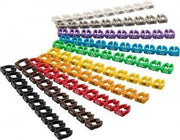 Kabelmarkerings clips - Cifre 0-9, 10x10 farvede (<Ø6mm)