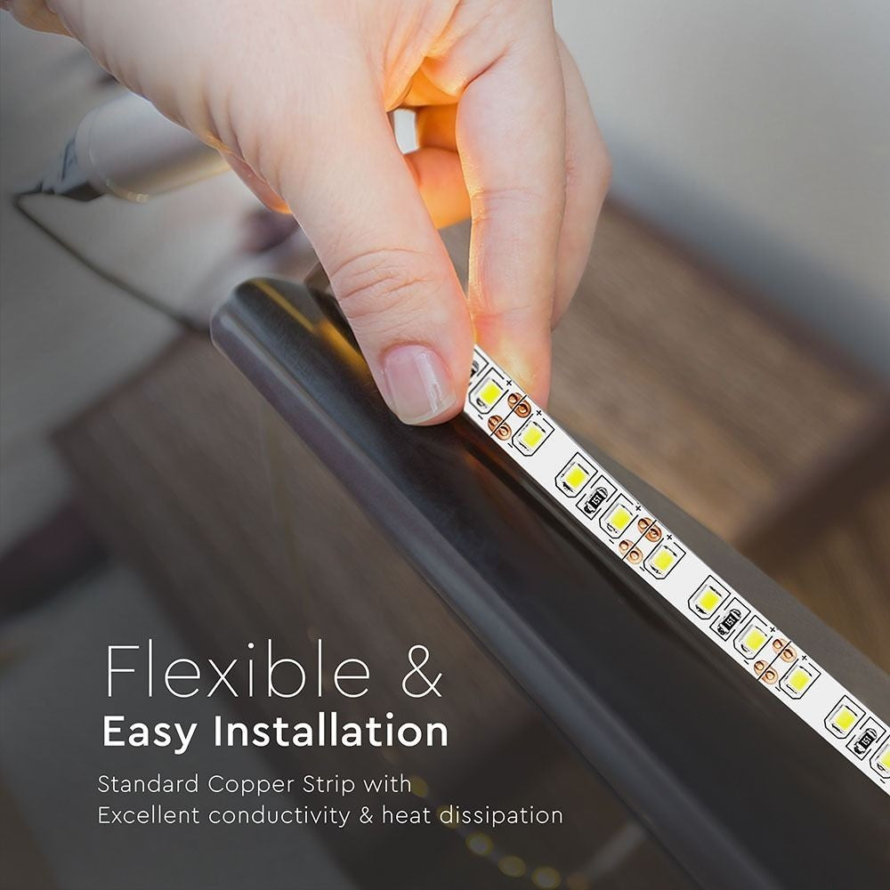 V-Tac 7,2W/m LED strip 8mm bred - 5m, 120 LED pr. meter (800lm/m, RA80)