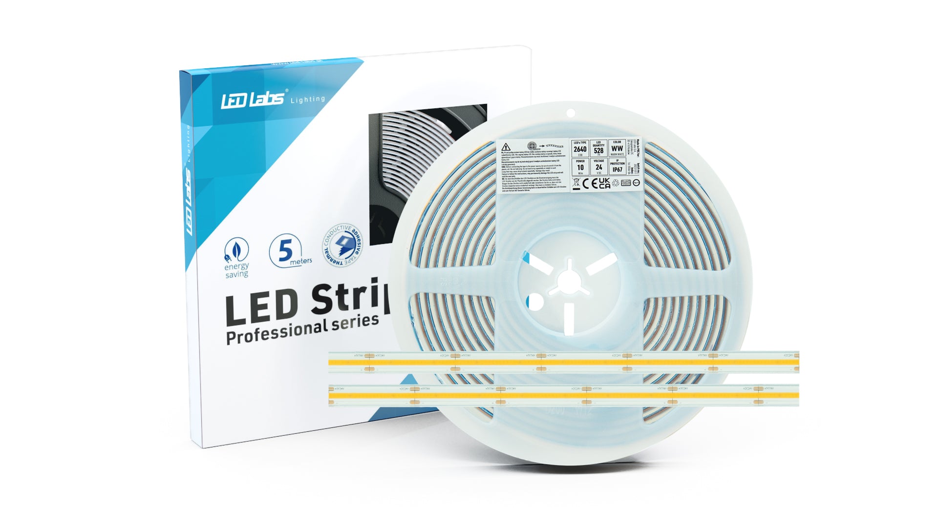 COB LED strip (IP67) - 24V, 12mm, Neutral Hvid (4000K) (5m)