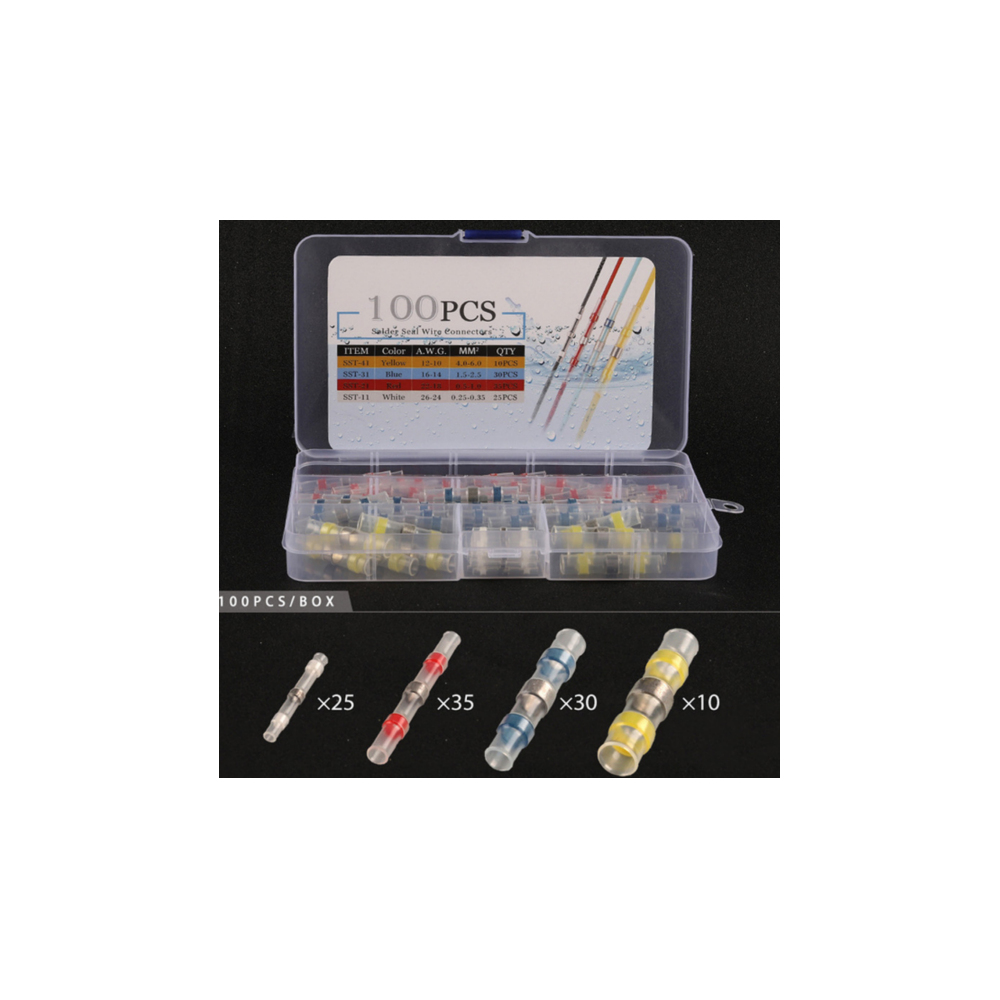 100 stk. krympeflex i 4 størrelser fra 0,25-6mm2 til kabelisolering