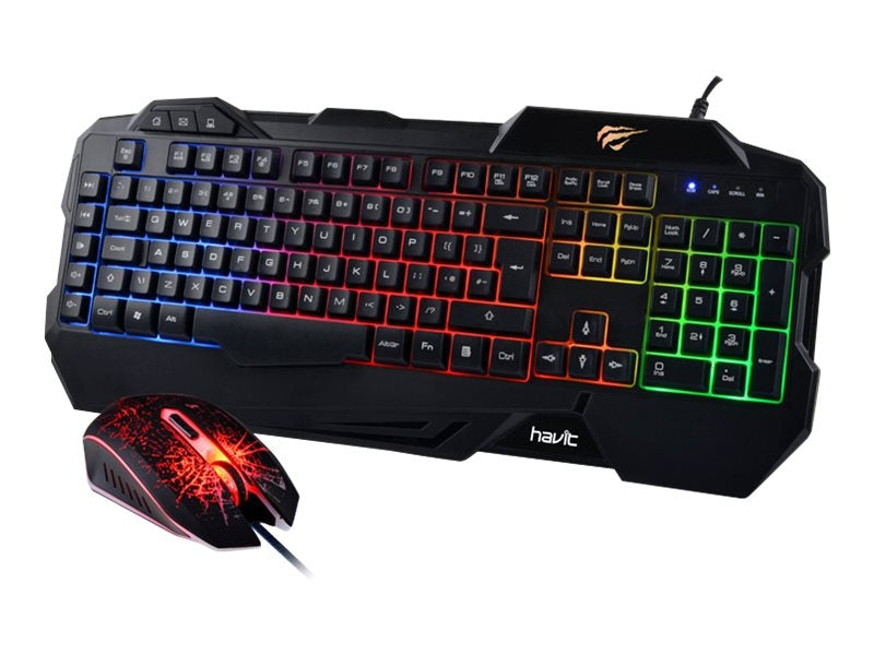 Havit HV-KB558CM Tastatur og mus-sæt Membran Regnbue Kabling Nordisk