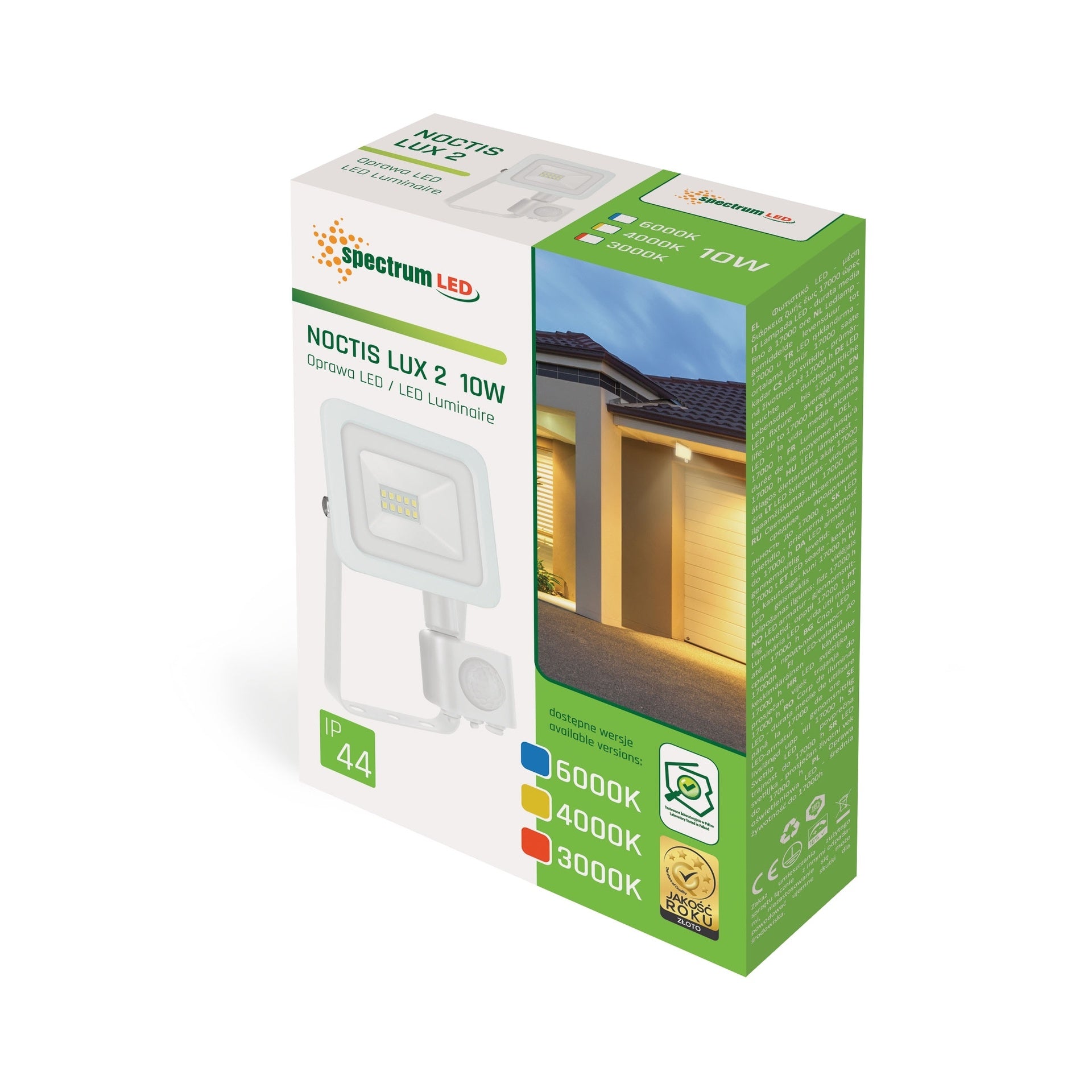 10W LED projektør m. sensor 3000K 810 Lumen