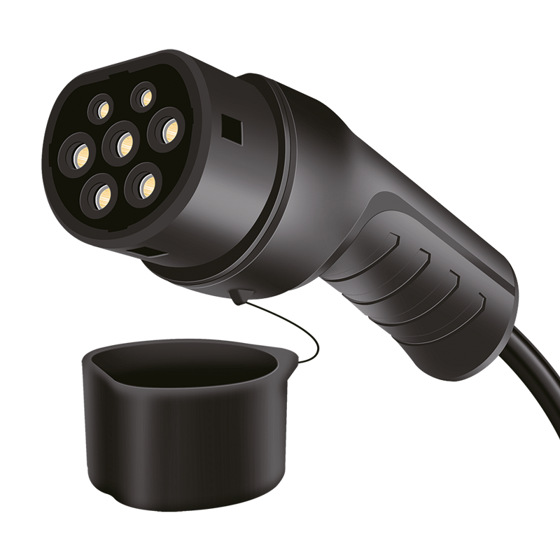 Spiral ladekabel til elbil - 22kW, 32A, 3-faset, type 2 (5m)