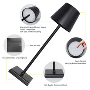 Candela LED bordlampe med trådløs opladning - Sort, IP54, touch dæmpbar