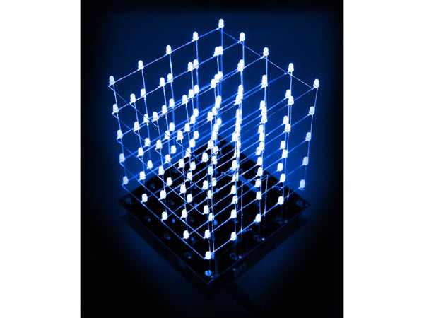 WSL8018B - 3D LED kube, 5x5x5 blå LED, programmerbar via USB