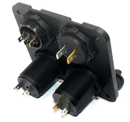 USB panel - 2 x 5V/2,1A USB, 12V cigar, LED voltmeter, kont.