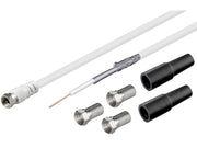 COAX kabelsæt - RG59, 2x skærm, 3x F stik ind/ud, Hvid (30m)
