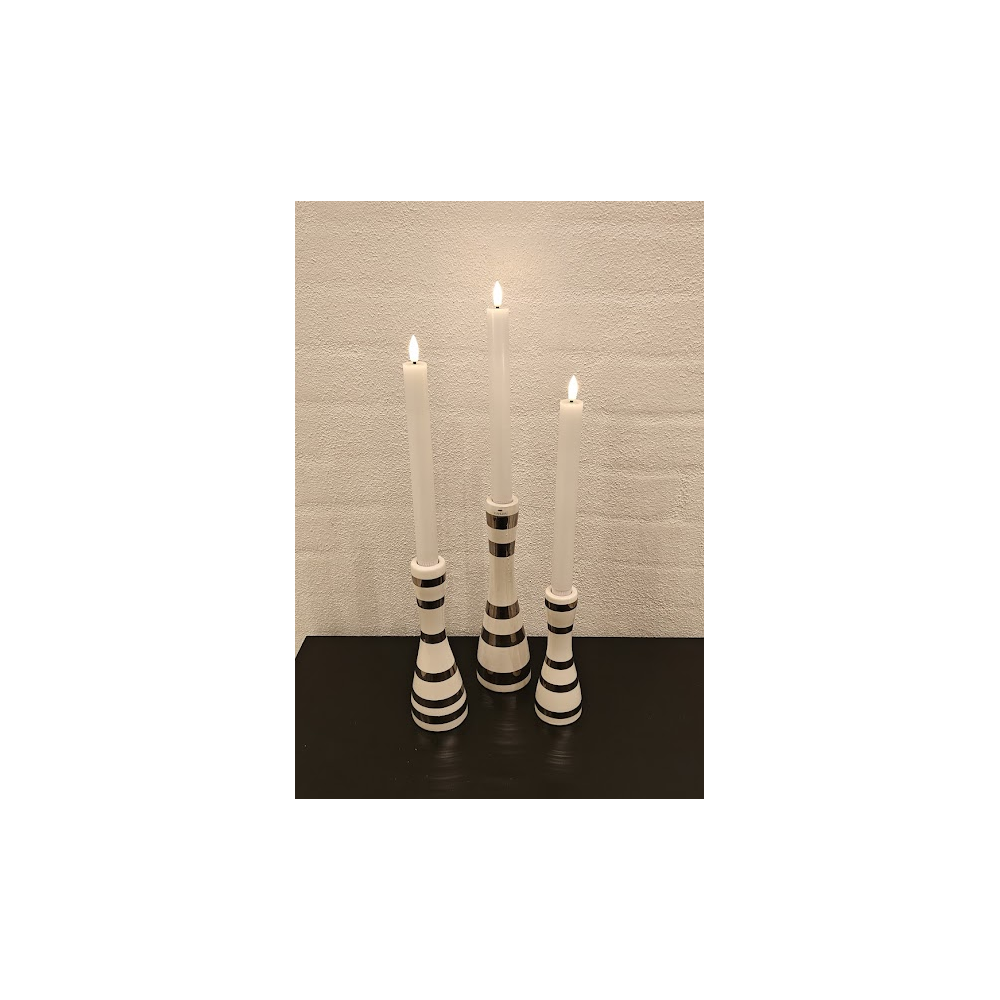 3-pak LED stearinlys med flammeeffekt, Ø2,2cm, Højde: 24,5cm, kronelys, fjernbetjening, timer, batteridrevet