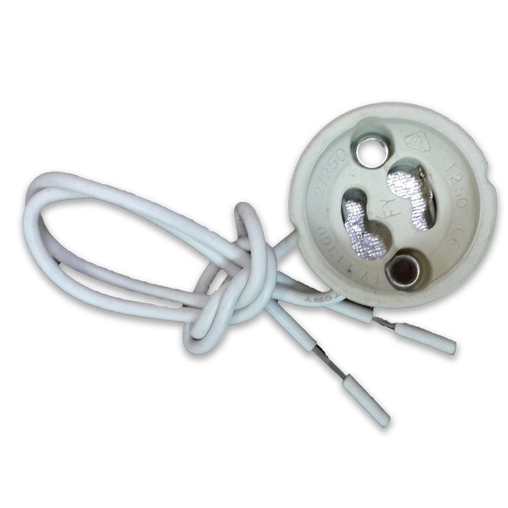 GU10 fatning med PVC-kabel - hvid ledning til loftmontering