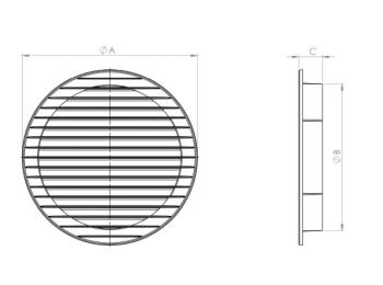 Rund ventilationsrist, ABS plast - Ø90mm, Grafit