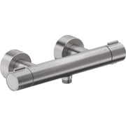 Duravit brusebatteri med termostat i børstet rustfrit stål