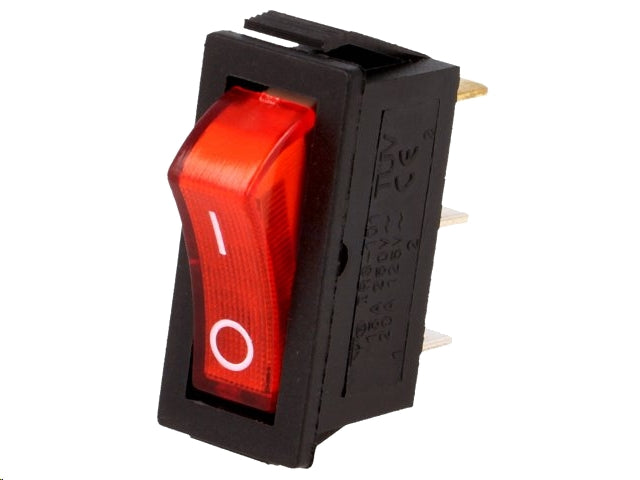 Vippekontakt - 1P ON-ON 10A / 250V m. rød knap