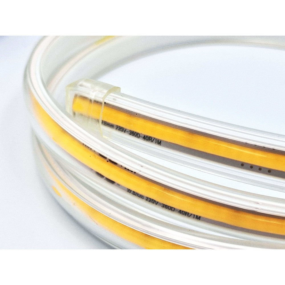 5 m. Vandtæt COB Strip - 230V, IP67, 360 LED, 10W/m, Kan Klippes