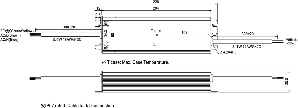 LED Strømforsyning - 24Vdc / 7,8A / 187W, vandtæt (IP67)