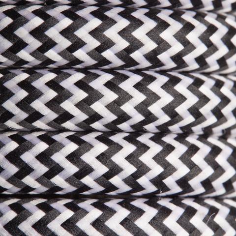 Stofledning - 2 x 0,75mm², SORT/HVID sildeben (metervare)