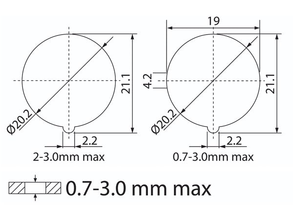 Vippekontakt - 2P OFF-ON, 20A 12Vdc Grøn LED, IP65 (Ø20,2mm)