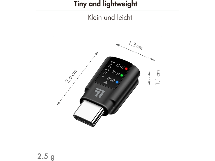 USB-C DAC audio adapter, USB-C han til 3.5mm JACK hun