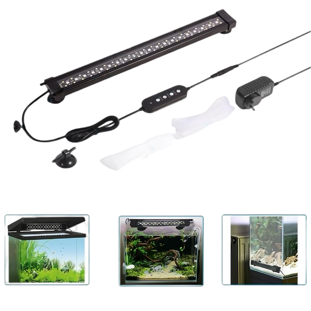 20cm RGB+NW Akvarie Armatur med Luftpumpe Tilslutning - 8W, IP68, 230V - Ideel til Farverigt og Naturligt Lys i Dit Akvarium