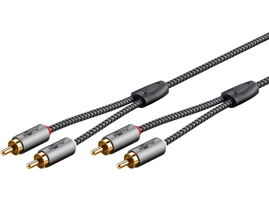 Stereo RCA(Phono) kabel, tekstilkappe (1m)
