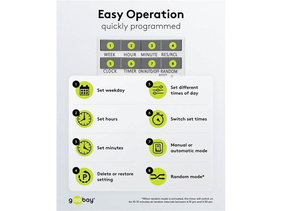 Digital Timer - Programmerbar, CEE7/4 udtag, Hvid