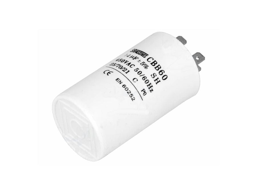 MOTOR kondensator - 14uF / 450V, Spadestik
