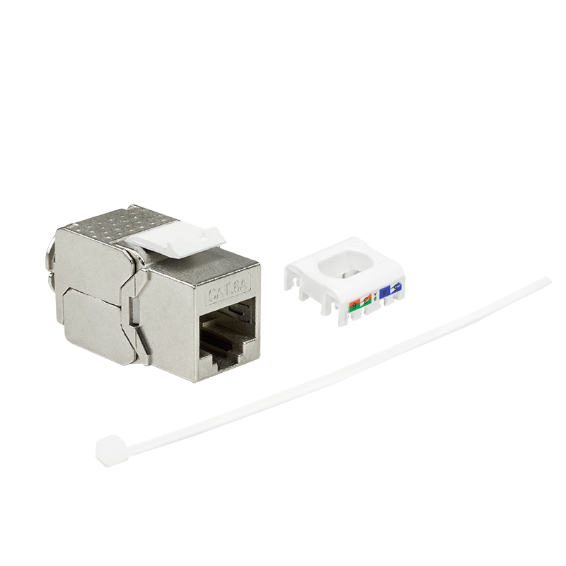 Keystone RJ45 fatning 180° - CAT6a skærmet (Toolless) - slim
