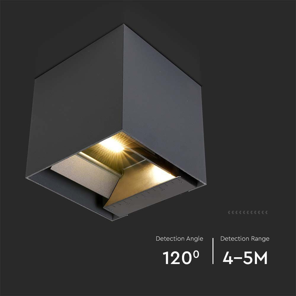 V-Tac 3W Solcelle væglampe LED - Sort, sensor, IP65, effekt 9W, 860lm, IP65.