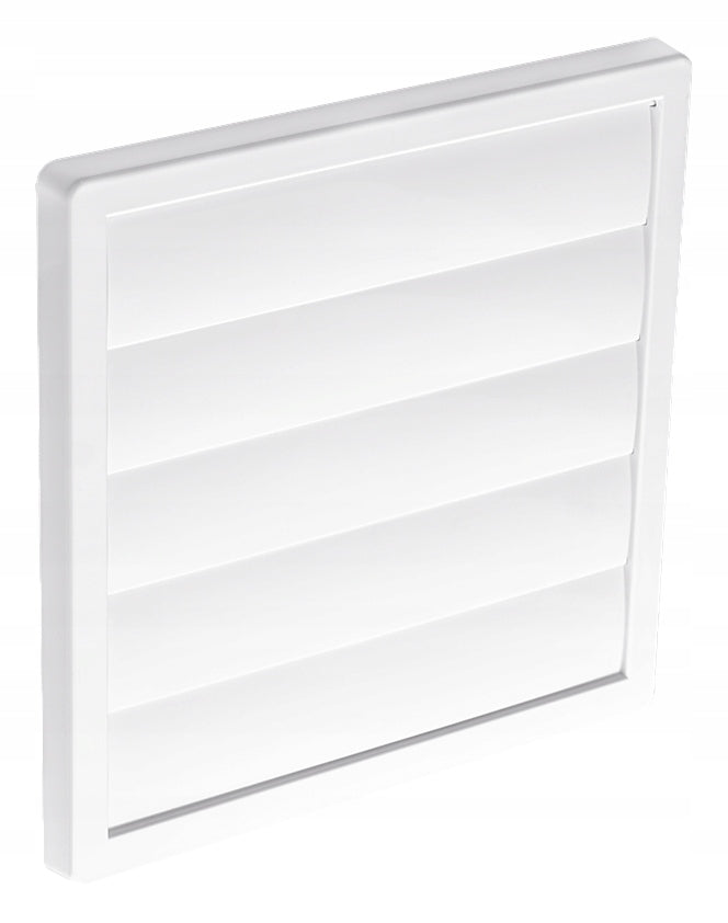 Ventilationsrist m. lukkespjæld - 170x170mm Ø100mm, Hvid