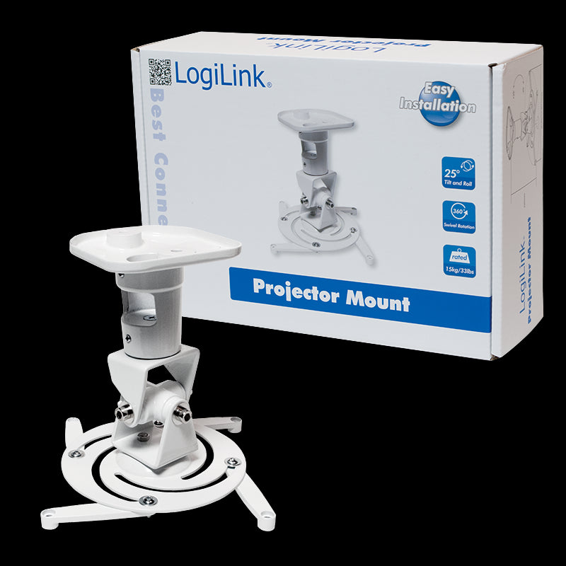 PC projektor loftbeslag - Maks. 15kg, Hvid