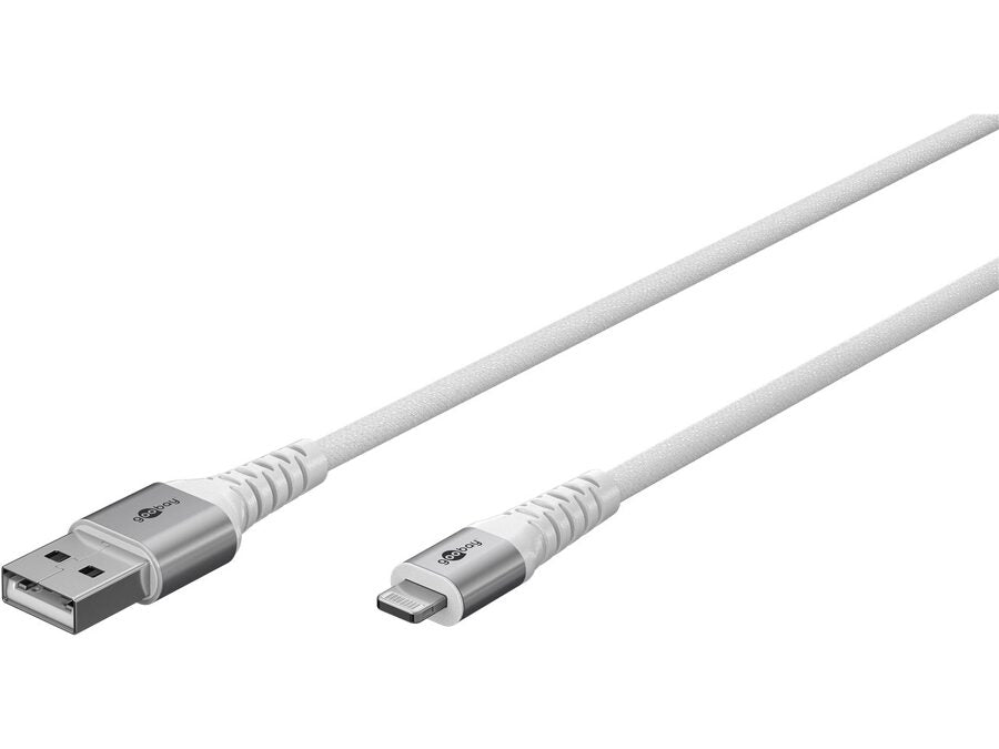 USB-A til Lightning Supersoft PD Tekstilkabel 3A, Hvid (0,5m
