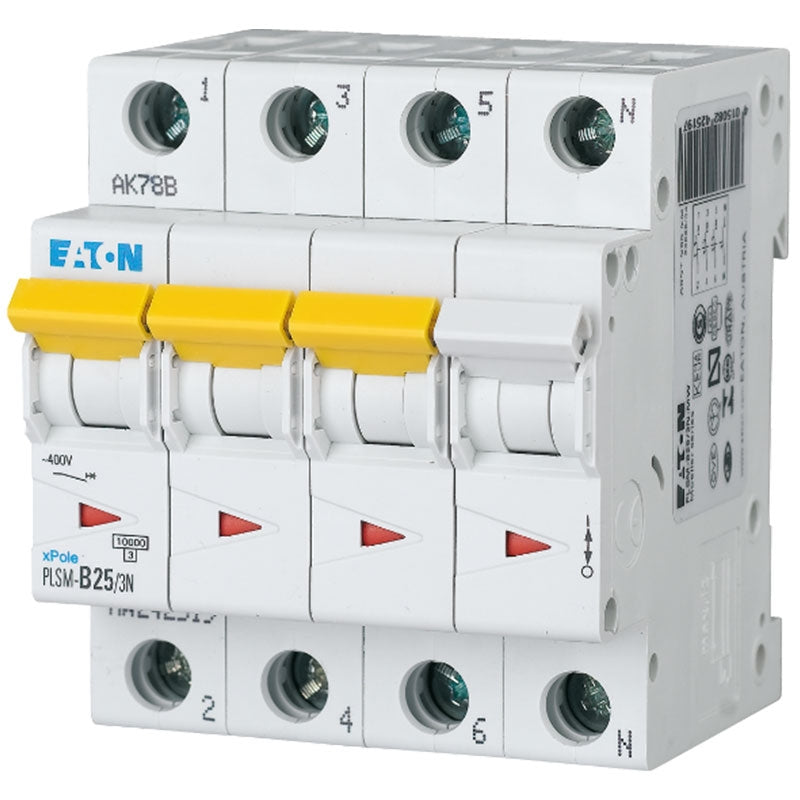 Automatsikring 3P+N 25A C 6/10KA (Moeller/Eaton)