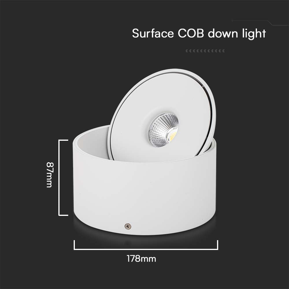 30W Overflade COB Downlight - 3i1, Hvid Hus, 28W Effekt, 2500lm, RA90