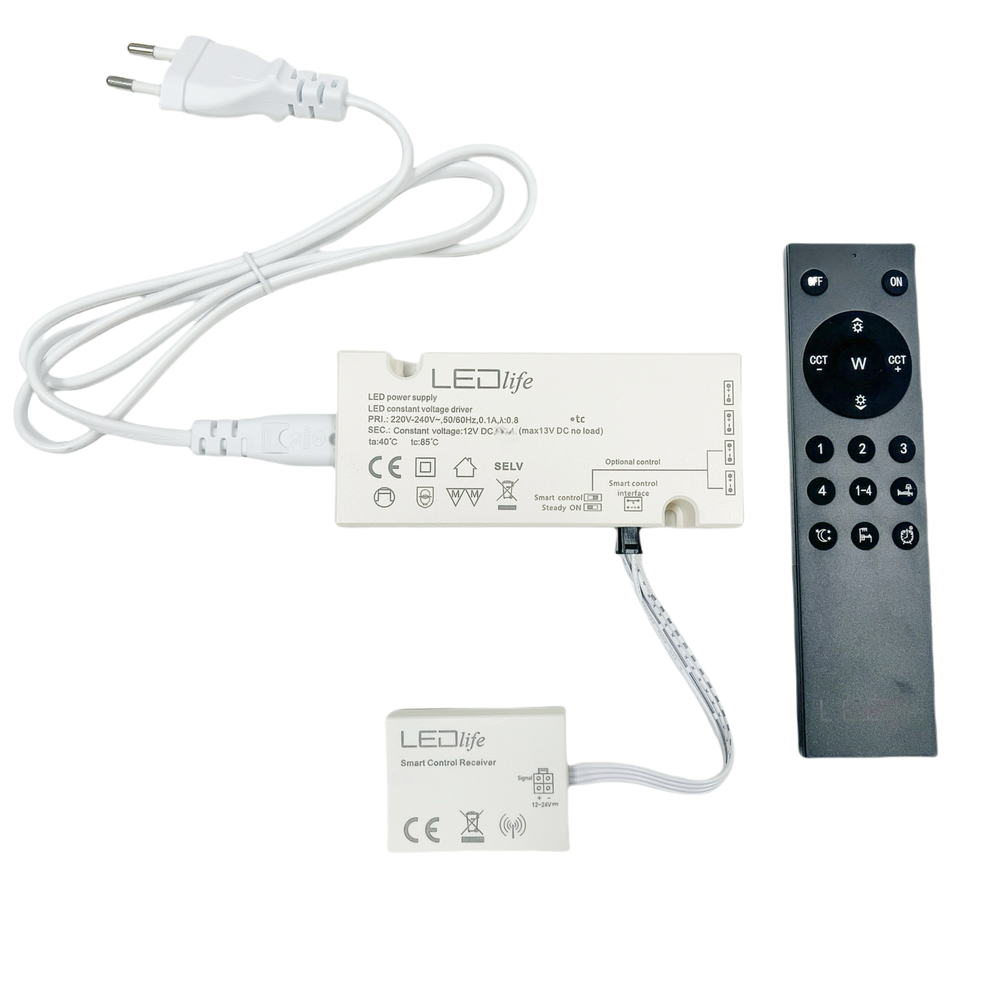LEDlife Zigbee Møbelspot Strømforsyning 30W - Til Sono og Reco møbelspot, Hue kompatibel, RF, maks. 6 spot, inkl. fjernbetjening