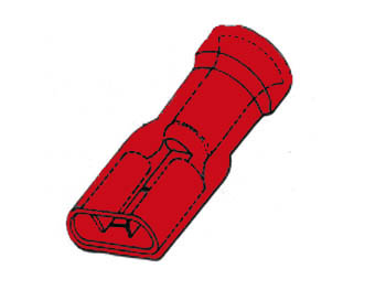 Rød kabelsko - Isol. spadefatn. 6,3mm 0,4-1,4mm² (100 stk.)
