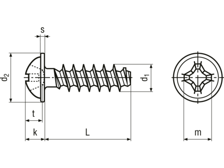 Skrue til plast, fladrund - 3,5 x 10mm, PH1 (50 stk.)