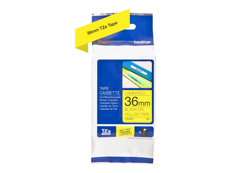 TAPE TZE661 GUL/SORT 36MM