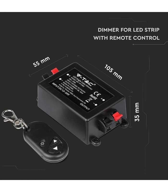 Trådløs dæmper med fjernbetjening - RF trådløs, memory funktion, 12V/24V (96W / 192W)