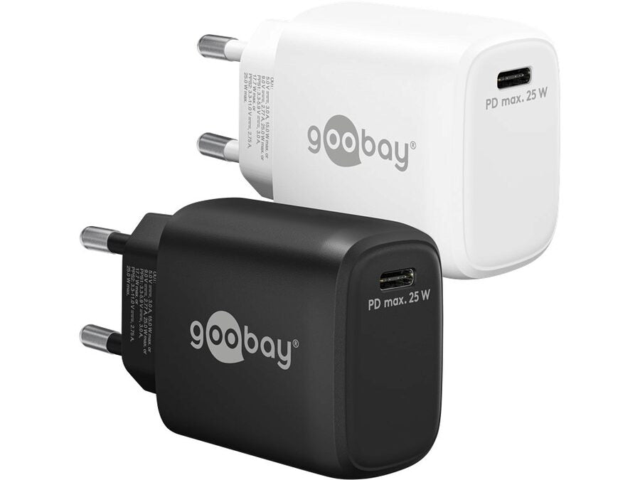 USB-C PD netadapter - 1xUSB-C, 5V/9V, 25W/3A, Sort