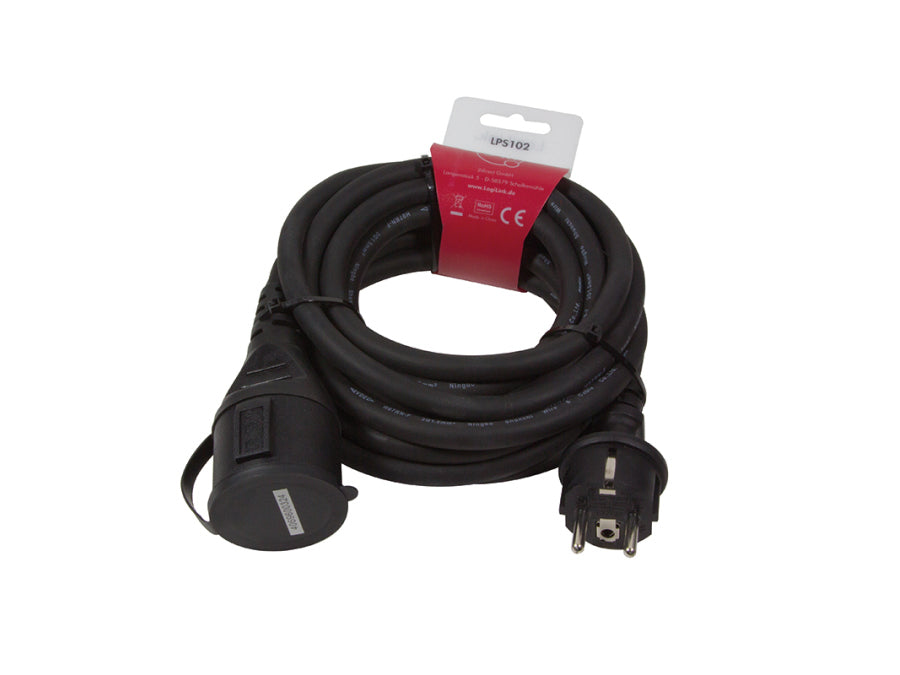 Gummi forlængerkabel - 3G1.5, IP44, Sort (5m)