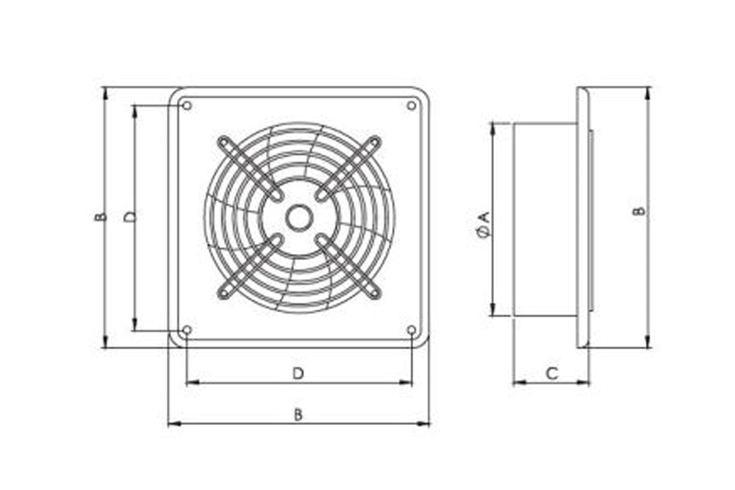 Industriel vægventilator - aRok Ø200mm, 55W, 780m3/t