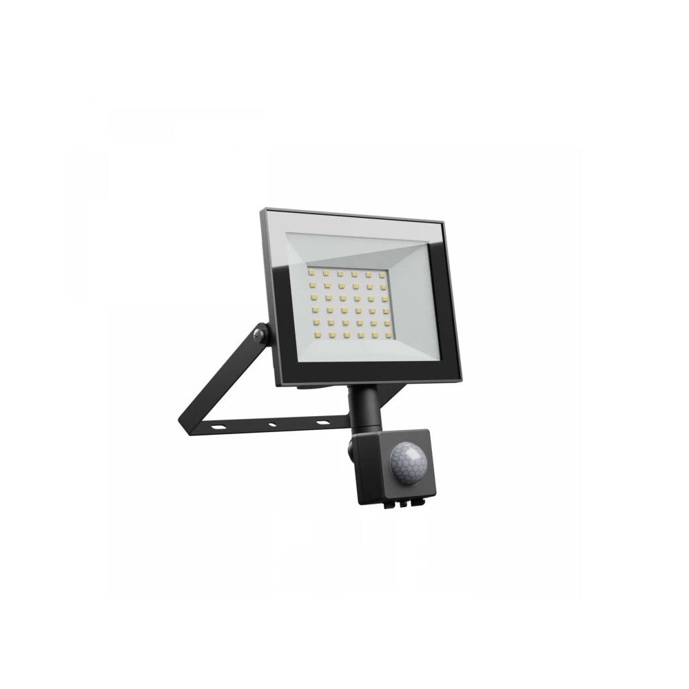 Noctis Lux 4 projektør 30W varm hvid med PIR sensor - Sort, IP44, 230V, 2500lm, RA70 - 141x185x53mm